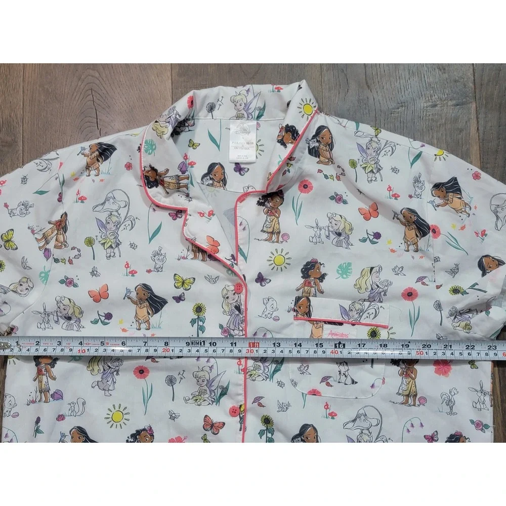 Disney Animators‎ Collection Womens Pajama Top Shirt Pocahontas Tinkerbell Print - Picture 2 of 8